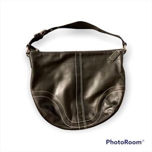 Coach Black Pebbled Leather Hobo Handbag